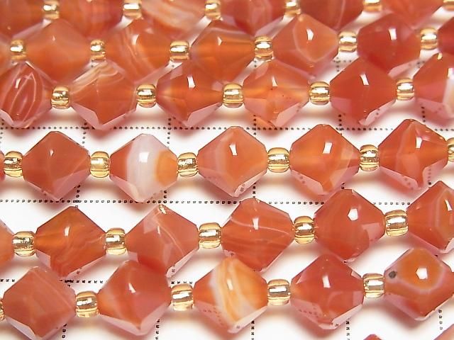 Hochwertig! Karneol und Sardonyx Abakus Schnitt 8x8x8mm 1Strang Perlen (ca. 15 Zoll/36 cm)
