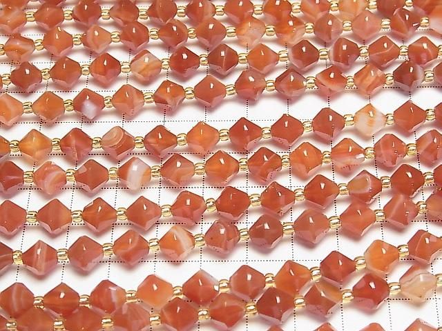 Hochwertig! Karneol und Sardonyx Abakus Schnitt 8x8x8mm 1Strang Perlen (ca. 15 Zoll/36 cm)