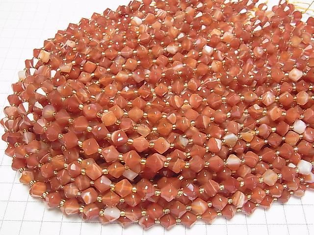 Hochwertig! Karneol und Sardonyx Abakus Schnitt 8x8x8mm 1Strang Perlen (ca. 15 Zoll/36 cm)