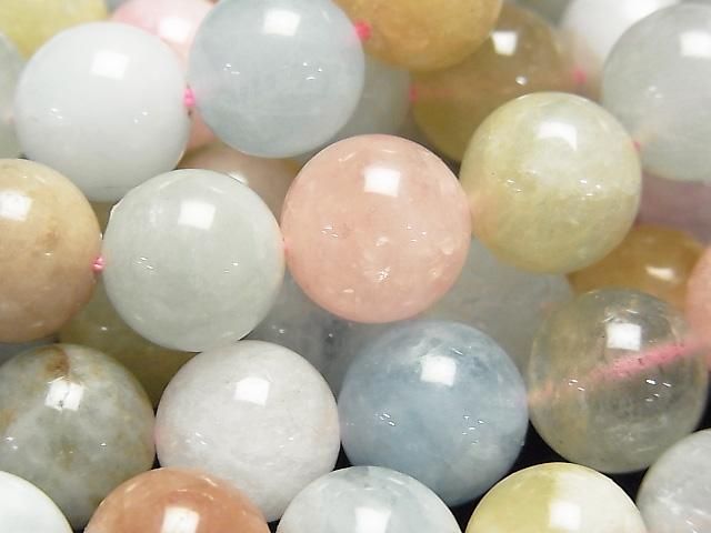 Beryl Mix (Multicolor Aquamarine) AA+ Round 12mm Half or 1strand Beads (approx. 15 inches/36 cm)