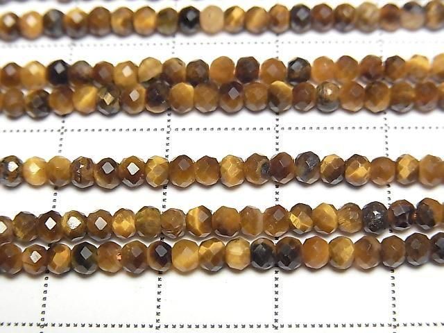 Hochwertig! Gelber Tigerauge AAA- Facettiert Knopf Rondelle 3x3x2mm 1Strang Perlen (ca. 15 Zoll/38 cm)