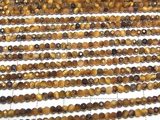 Hochwertig! Gelber Tigerauge AAA- Facettiert Knopf Rondelle 3x3x2mm 1Strang Perlen (ca. 15 Zoll/38 cm)