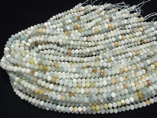 Hochwertig! Gemischte Amazonit facettierte Knopf-Rondelle 6x6x4mm 1 Strang Perlen (ca. 15 Zoll/37 cm)