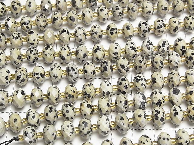 Hochwertig! Dalmatiner-Jaspis facettierte Knopf-Rondelle 10x10x6mm halbe oder 1 Strang Perlen (ca. 15 Zoll/36 cm)