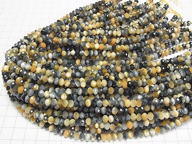 Hochwertig! Silberblau & Goldener Tigerauge AAA- facettierte Knopf-Rondelle 6x6x4mm halbe oder 1 Strang Perlen (ca. 15 Zoll/36 cm)