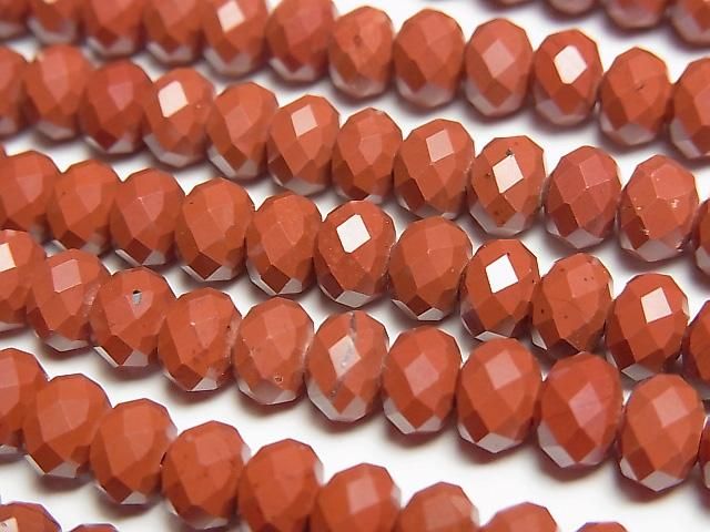Hochwertig! Roter Jaspis facettierte Knopf-Rondelle 6x6x4mm halbe oder 1 Strang Perlen (ca. 15 Zoll/36 cm)