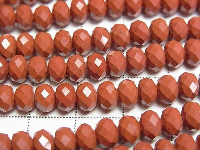 Hochwertig! Roter Jaspis facettierte Knopf-Rondelle 6x6x4mm halbe oder 1 Strang Perlen (ca. 15 Zoll/36 cm)