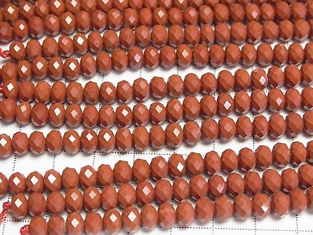 Hochwertig! Roter Jaspis facettierte Knopf-Rondelle 6x6x4mm halbe oder 1 Strang Perlen (ca. 15 Zoll/36 cm)