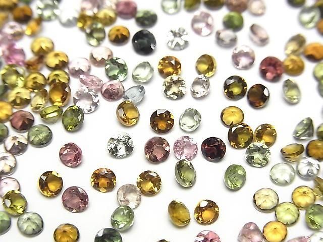 Hochwertige Multicolor-Turmalin AAA lose Steine rund facettiert 3x3mm 20 Stück