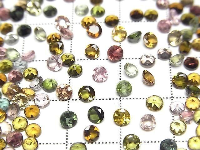 Hochwertige Multicolor-Turmalin AAA lose Steine rund facettiert 3x3mm 20 Stück