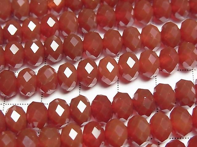 Hochwertig! Rote Achat AAA facettierte Knopf-Rondelle 8x8x5 mm Halb- oder 1 Strang Perlen (ca. 15 Zoll/36 cm)