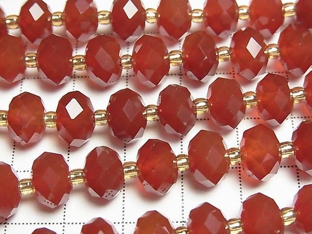 Hochwertig! Rote Achat AAA facettierte Knopf-Rondelle 10x10x6,5 mm Halb- oder 1 Strang Perlen (ca. 15 Zoll/36 cm)