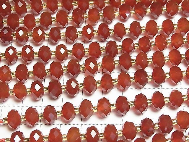 Hochwertig! Rote Achat AAA facettierte Knopf-Rondelle 10x10x6,5 mm Halb- oder 1 Strang Perlen (ca. 15 Zoll/36 cm)