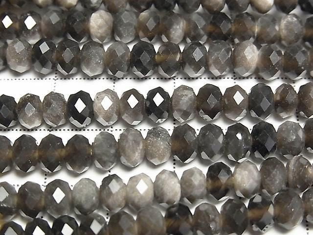 Hochwertig! Silberobsidian AAA facettierte Knopf-Rondelle 6x6x4 mm 1 Strang Perlen (ca. 15 Zoll/37 cm)