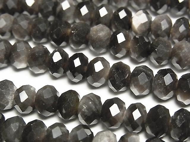 Hochwertig! Silberobsidian AAA facettierte Knopf-Rondelle 7,5x7,5x4,5 mm 1 Strang Perlen (ca. 15 Zoll/37 cm)