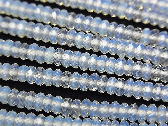 Hochwertig! Synthetischer Opal facettierte Knopf-Rondelle 4x4x2 mm Weiß 1 Strang Perlen (ca. 15 Zoll/36 cm)