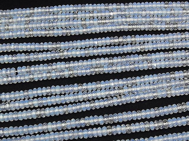 Hochwertig! Synthetischer Opal facettierte Knopf-Rondelle 4x4x2 mm Weiß 1 Strang Perlen (ca. 15 Zoll/36 cm)