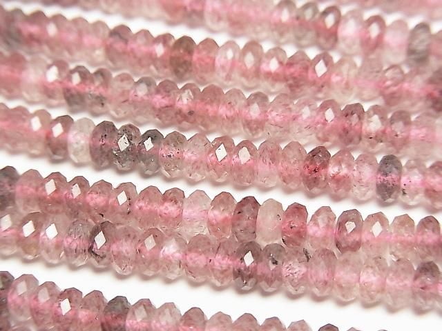 Hochwertig! Rosa Epidot AAA- facettierte Knopf-Rondelle 4x4x2 mm 1 Strang Perlen (ca. 15 Zoll/37 cm)