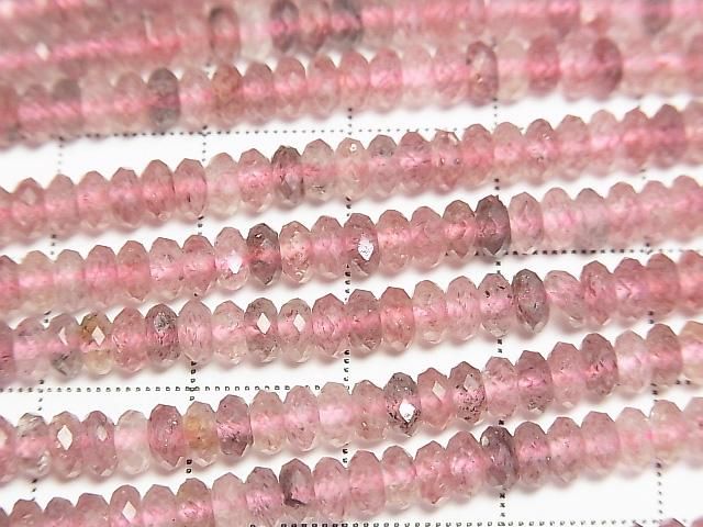 Hochwertig! Rosa Epidot AAA- facettierte Knopf-Rondelle 4x4x2 mm 1 Strang Perlen (ca. 15 Zoll/37 cm)