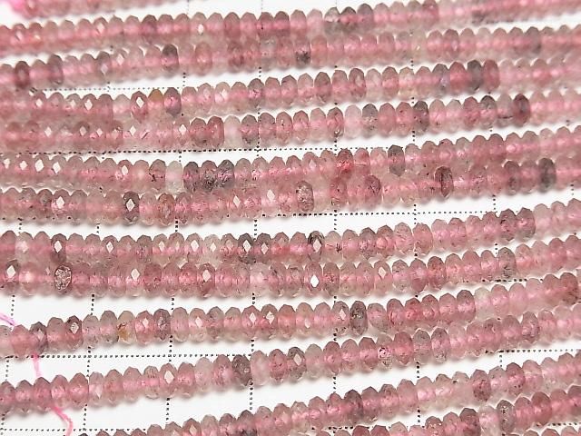Hochwertig! Rosa Epidot AAA- facettierte Knopf-Rondelle 4x4x2 mm 1 Strang Perlen (ca. 15 Zoll/37 cm)