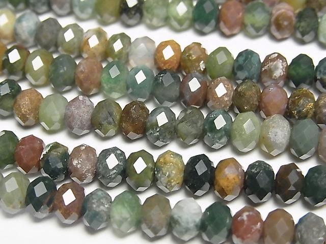 Hochwertig! Indischer Achat facettierte Knopf-Rondelle 6x6x4 mm 1 Strang Perlen (ca. 15 Zoll/37 cm)