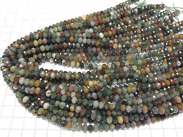 Hochwertig! Indischer Achat facettierte Knopf-Rondelle 6x6x4 mm 1 Strang Perlen (ca. 15 Zoll/37 cm)