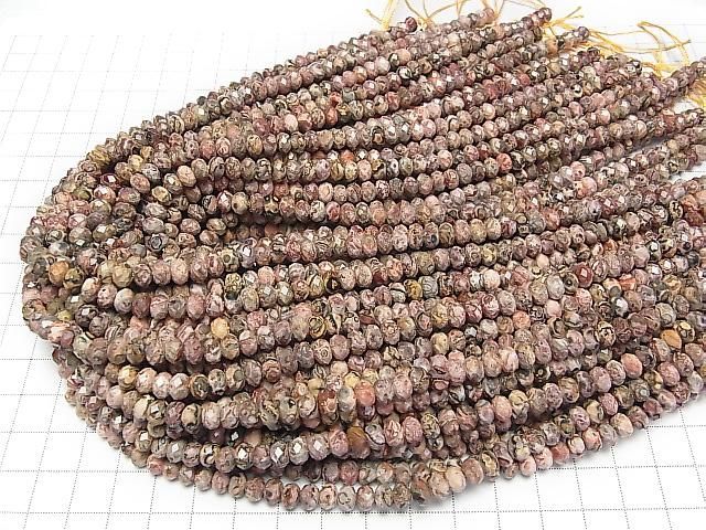 Hochwertig! Leopardenhaut-Jaspis facettierte Knopf-Rondelle 6x6x4 mm 1 Strang Perlen (ca. 15 Zoll/37 cm)