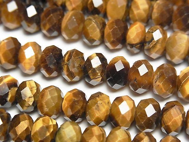 Hochwertig! Gelber Tigerauge AA++ facettierte Knopf-Rondelle 8x8x5mm 1 Strang Perlen (ca. 15 Zoll/36 cm)