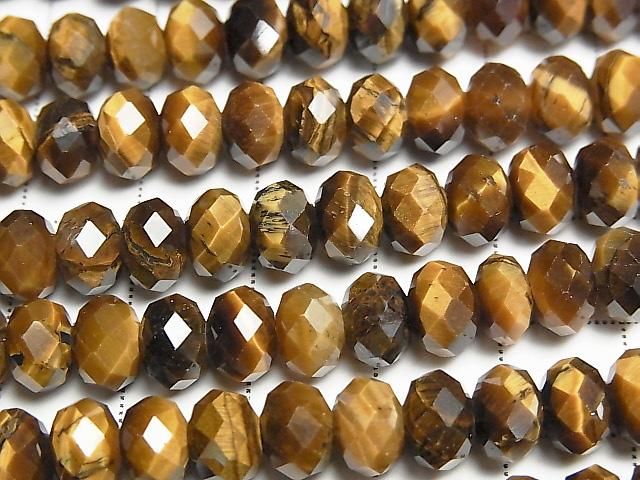 Hochwertig! Gelber Tigerauge AA++ facettierte Knopf-Rondelle 8x8x5mm 1 Strang Perlen (ca. 15 Zoll/36 cm)