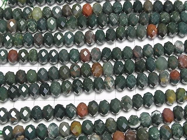 Hochwertig! Blutstein facettierte Knopf-Rondelle 8x8x5mm halb oder 1 Strang Perlen (ca. 15 Zoll/36 cm)