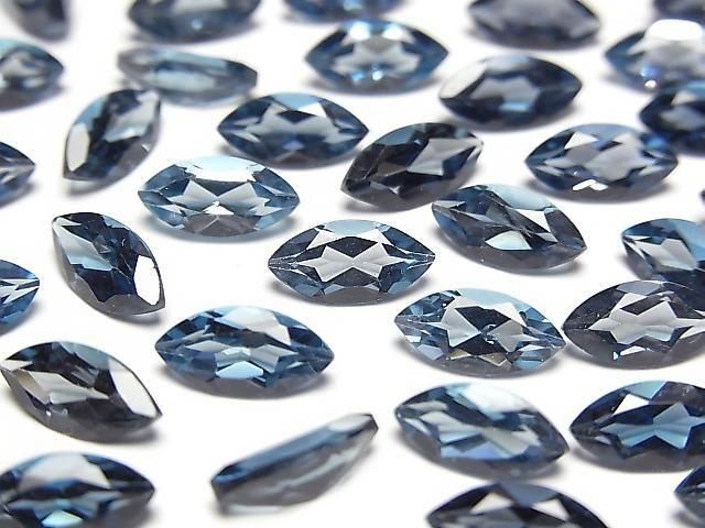 Hochwertiger London Blue Topas AAA lose Steine marquise facettiert 10x5mm 2 Stück