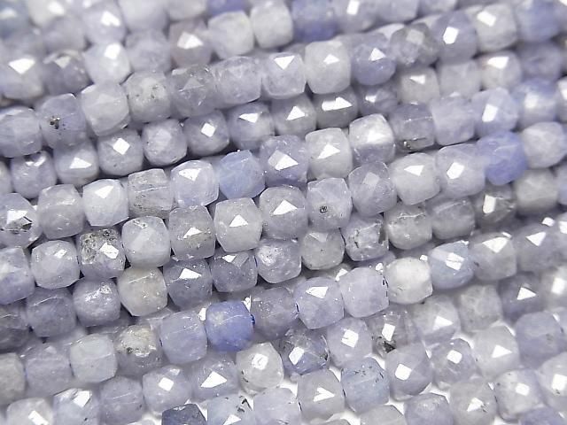 Hochwertig! Tansanit AA Würfelform 3.5x3.5x3.5mm halb oder 1 Strang Perlen (ca. 15 Zoll/36 cm)