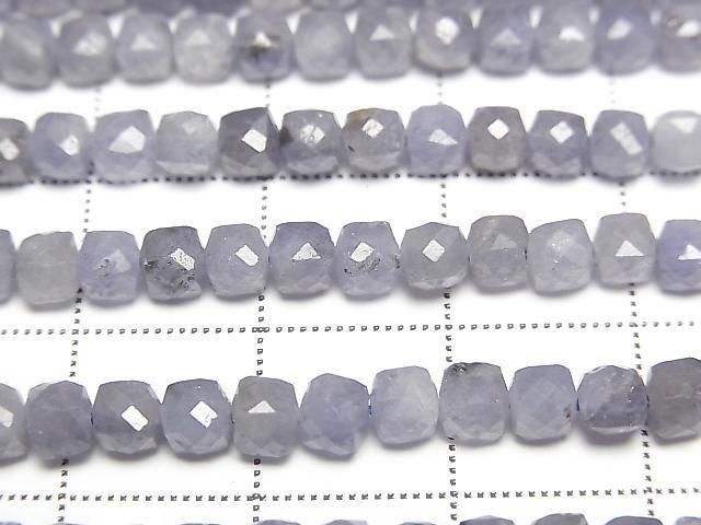 Hochwertig! Tansanit AA Würfelform 3.5x3.5x3.5mm halb oder 1 Strang Perlen (ca. 15 Zoll/36 cm)