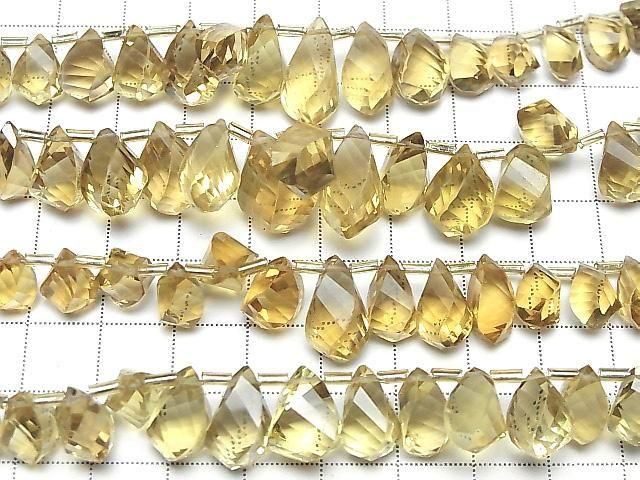 Hochwertiger Honigquarz AAA Tropfen 4 Facettiert Twist Facettiert Briolette Halb oder 1 Strang (24Stück)