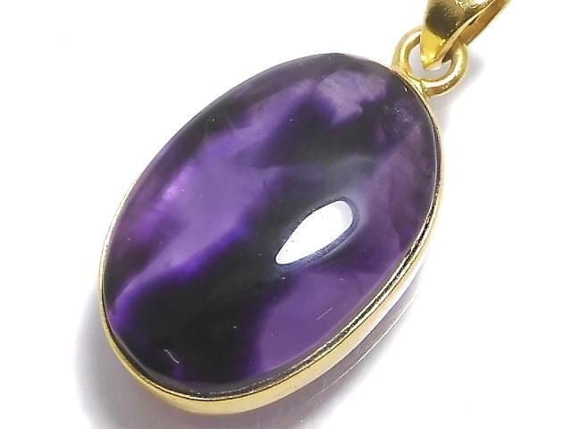 Pendentif trapiche améthyste pièce unique 18KGP No.87