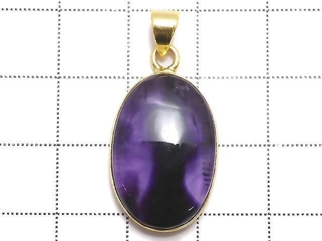 Pendentif trapiche améthyste pièce unique 18KGP No.87