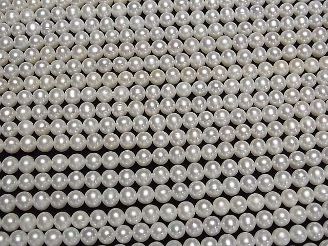 Süßwasserperle AA++ Kartoffel 5mm Weiß 1strang Perlen (ca. 15 Zoll/36 cm)