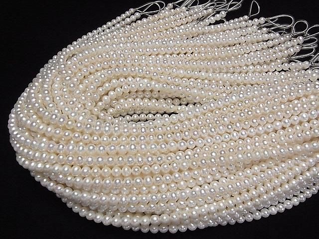 Süßwasserperle AA++ Kartoffel 5mm Weiß 1strang Perlen (ca. 15 Zoll/36 cm)