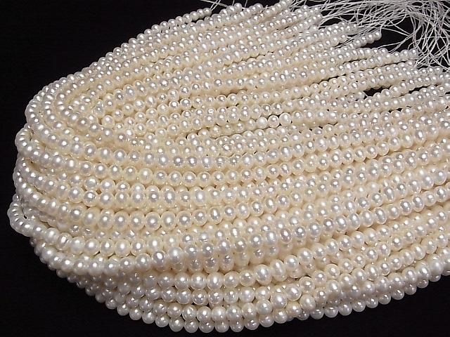 Süßwasserperle AA++ Kartoffel 6mm Weiß 1strang Perlen (ca. 15 Zoll/36 cm)