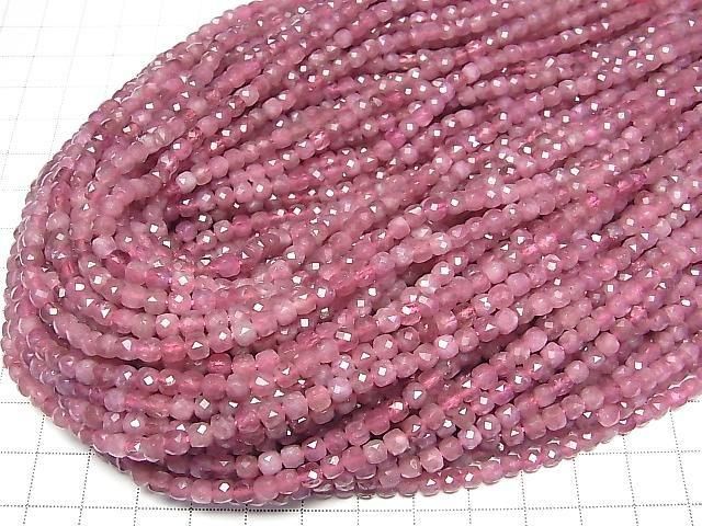 Hochwertig! Rosa Turmalin AA++ Würfelform 4x4x4mm Halb oder 1Strang Perlen (ca. 15 Zoll/38 cm)