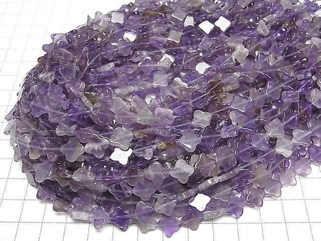 Gemischter Amethyst Blumenmotiv 10x10mm 1Strang Perlen (ca. 15 Zoll/36 cm)