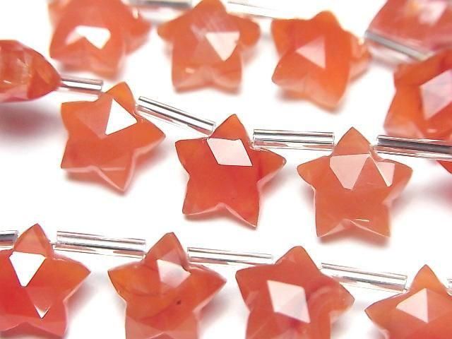 Hochwertige Karneol AA++ facettierte Stern 10x10mm 1strang Perlen (8 Stück)