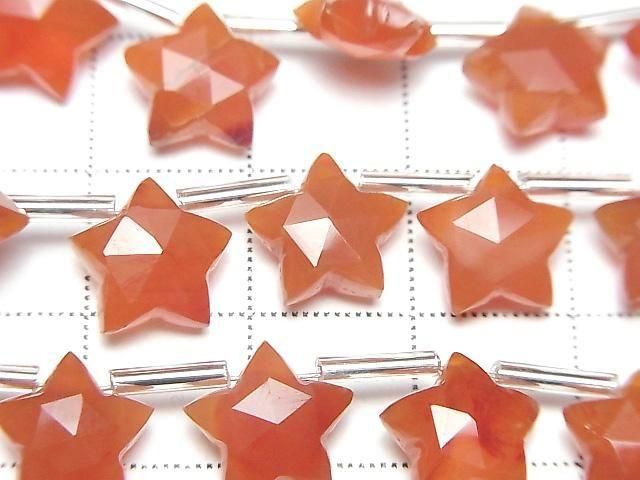Hochwertige Karneol AA++ facettierte Stern 10x10mm 1strang Perlen (8 Stück)