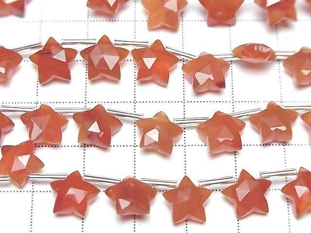 Hochwertige Karneol AA++ facettierte Stern 10x10mm 1strang Perlen (8 Stück)
