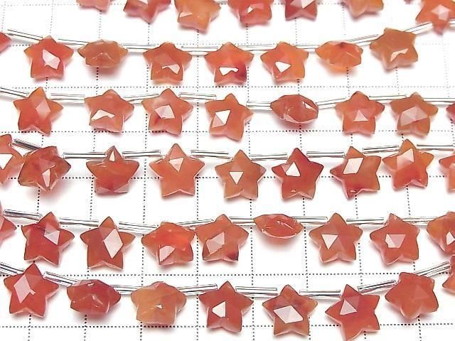 Hochwertige Karneol AA++ facettierte Stern 10x10mm 1strang Perlen (8 Stück)