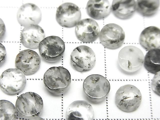 Schwarzer Aventurin Quarz runder Cabochon 6x6mm 5 Stück