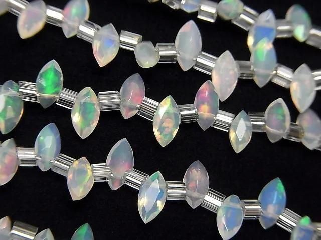 Hochwertiger äthiopischer Opal AAA- Marquise facettiert 6x3mm halb oder 1strang Perlen (ca. 15 cm)