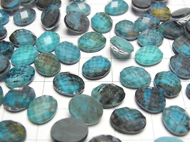 Chrysokolla x Kristall AAA ovaler Cabochon 10x8mm 2 Stück