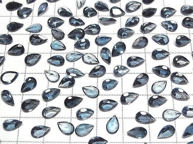 Hochwertiger London-Blau-Topas AAA loser Stein birnenförmig facettiert 8x5mm 2 Stück