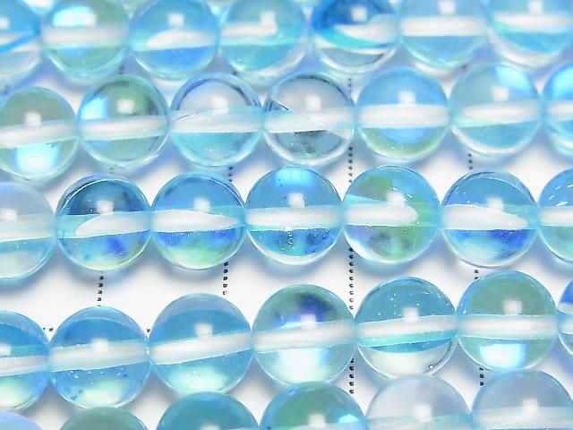 Aqua-blau Luna Flash rund 8mm 1strang Perlen (ca. 36 cm)